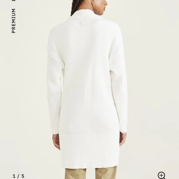 Dockers Long Cardigan Sweater, Relaxed Fit Cotton rib open cardigan White M - Picture 2 of 10